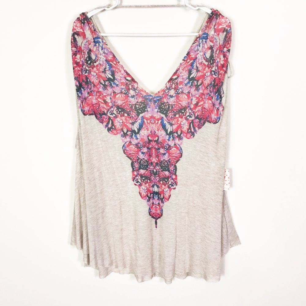 SOLD Free People Moon Dance Heather Oatmeal Tee - Picture 3 of 8